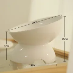 Cat Bowl Ceramic Cat Food Bowl Cat Food Basin Plate Feeding Water Oblique Rice Bowl Feeding Bowl Protecting Cervical Spine Pet Cat Supplies - White - View 1