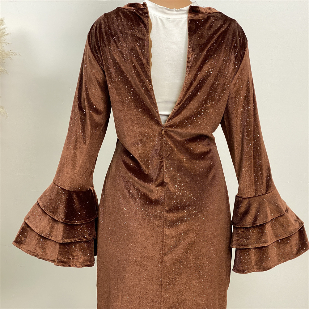 Velvet Flared-Sleeve Party Dress, picture 7 of 7