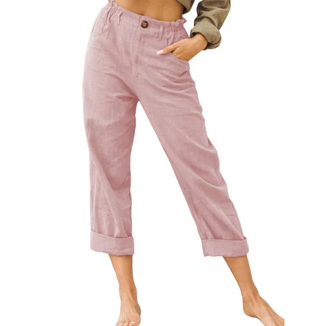 Women's Joggers Pants Fashion High Waist Casual Pants With Pockets Pink - Shop at LoveMi