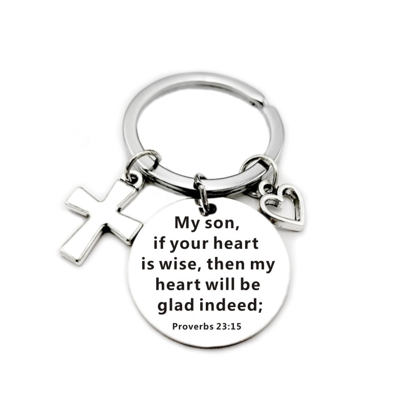 … Scripture Pendant Cross Heart Charms Keychain