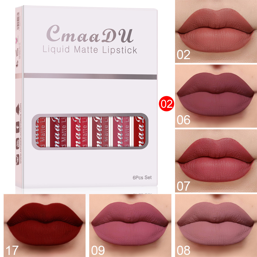 6 Boxes Of Matte Non-stick Cup Waterproof Lipstick Long Lasting Lip Gloss - Image 6