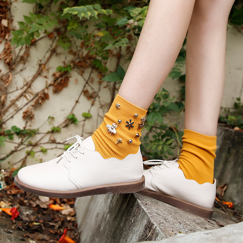 Handmade Pearl Pile Socks Combed Cotton