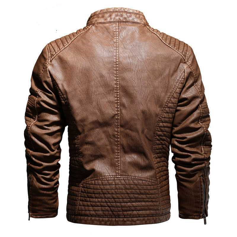 New Men's Motorcycle And Velvet Leather Jacket