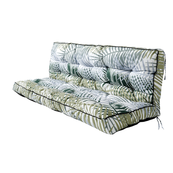 Outdoor Swing Cushions 63 Inch,Waterproof 4in Thick Porch Swing Cushion Replacement With Backrest And Ties,Comfortable 2-3 Seat Pation Swing Pad For Backyard,Garden,Lawn,Outdoor Furniture Bamboo Leaf — view 4