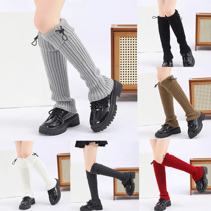 Solid Versatile Leather Strap Knitted Leg Warmer Leg Cover Leg Warmer For Daily Party