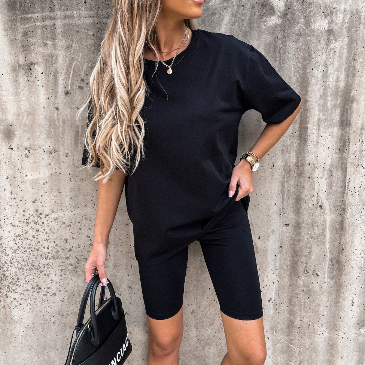 Two-piece Long-sleeved Solid Color Home Loose Sports Fashion Casual Suit
