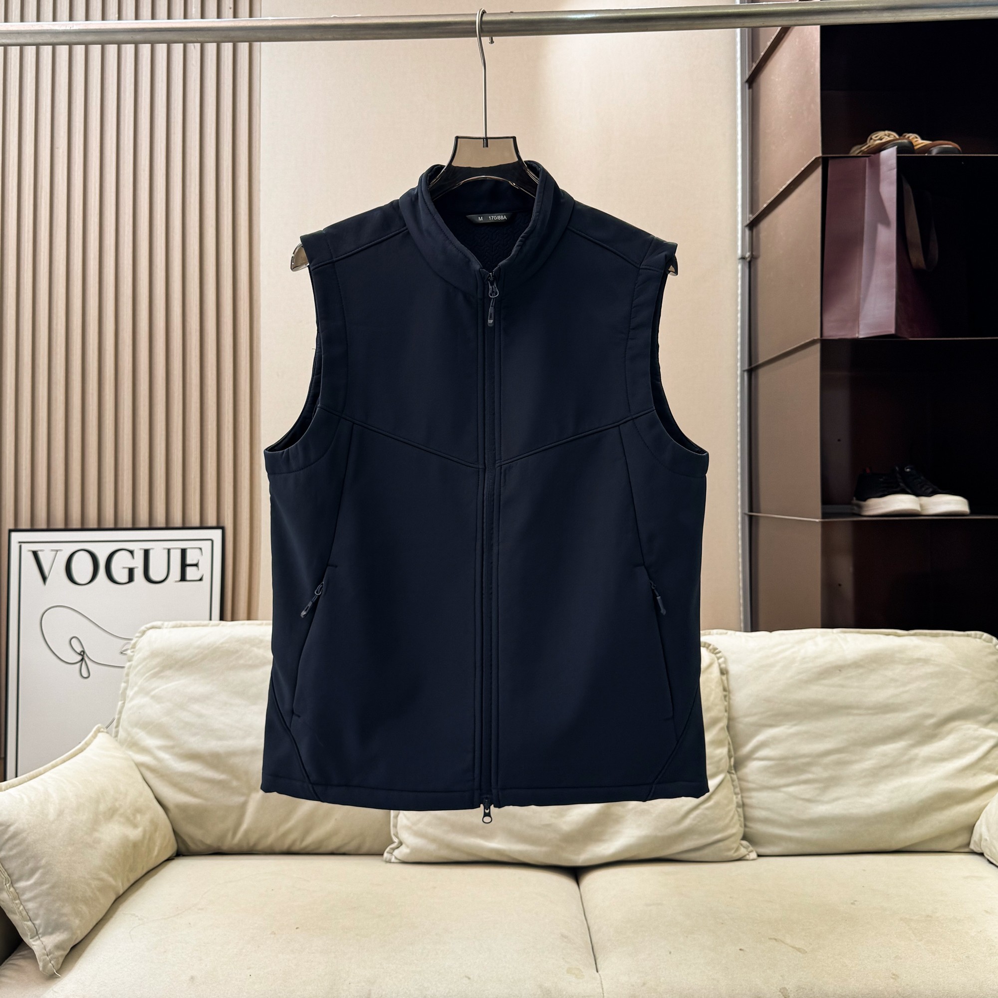 Men women couples softshell vest stand collar zip up
