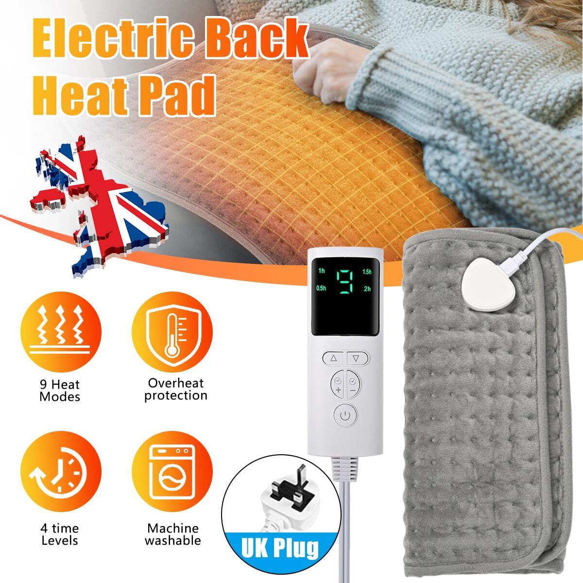 Therapeutic Electric Back Heat Pad Wrap For Muscle Tension Neck Pain Relief — image 9