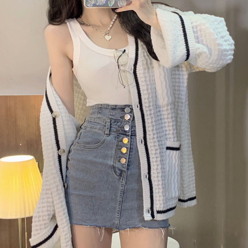 Sweater Women's New Loose V-neck Slim Knitted Cardigan Coat