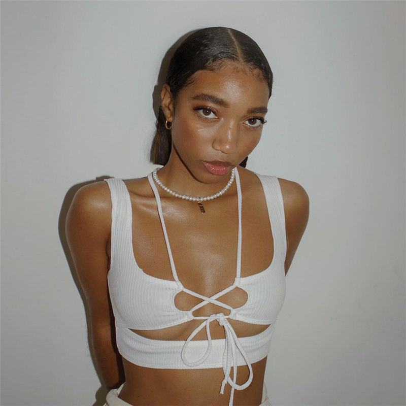 Top Sexy Hollow Straps Exposed Umbilical Slim Slim Slim Vest Women