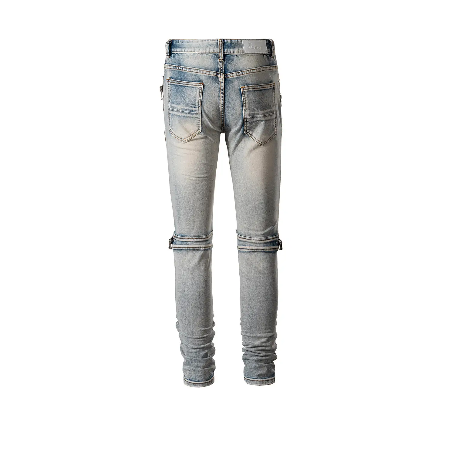 Men's New Arrivals Knee Zipper Leather Patch Trousers