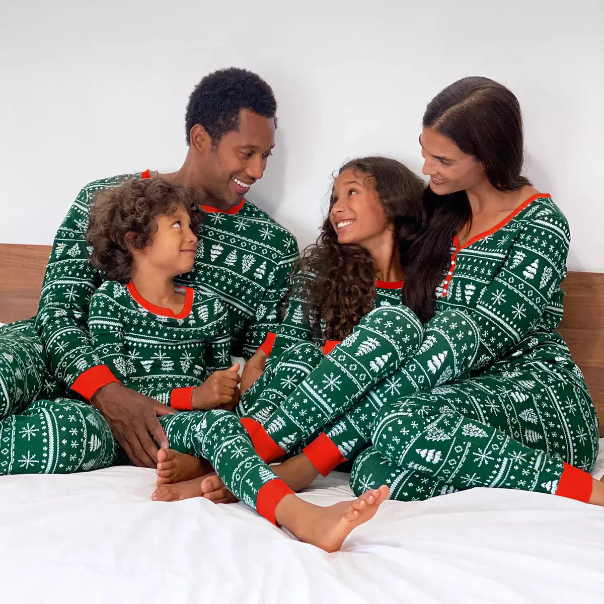Christmas Print Contrast Color Parent-child Home Service