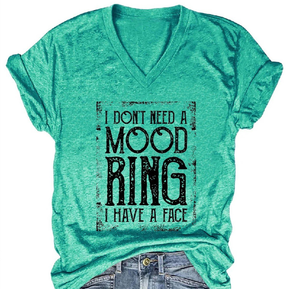 English Printed T-shirt Women's Top