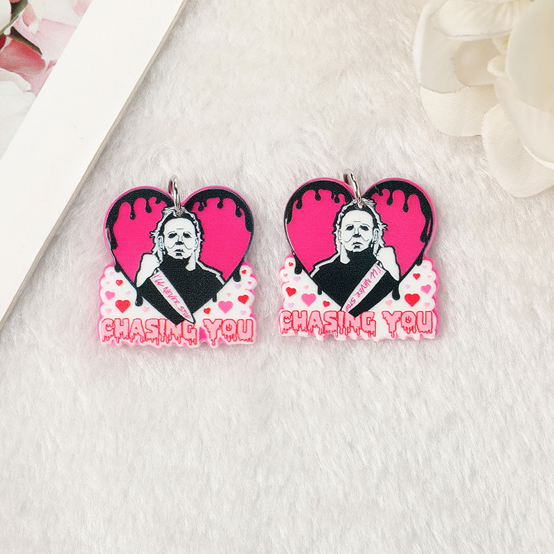 6Pcs Halloween Charms Middle Finger Skull Acrylic Jewlery