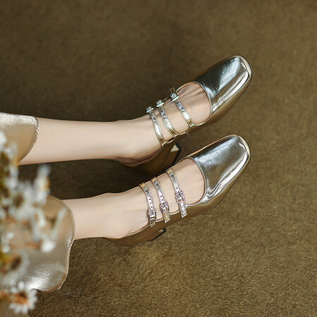 Women's Round Toe Chunky Retro Mid Heel Shoes