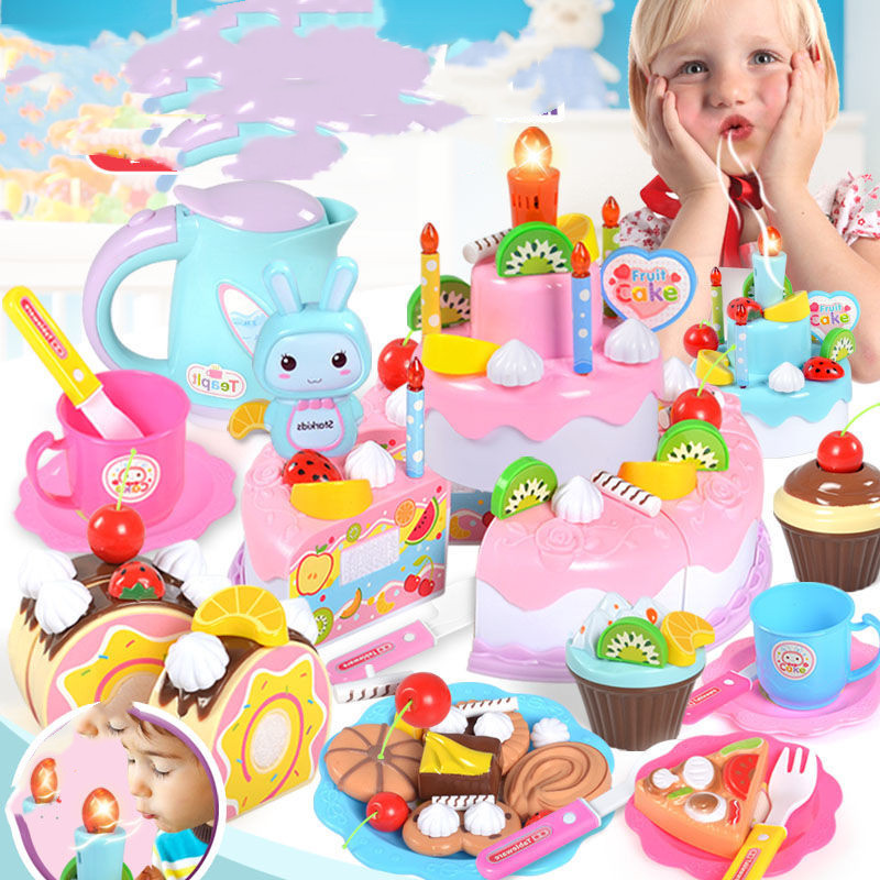 Creative Assembling Lights Singing Birthday Cake Modeling Toys