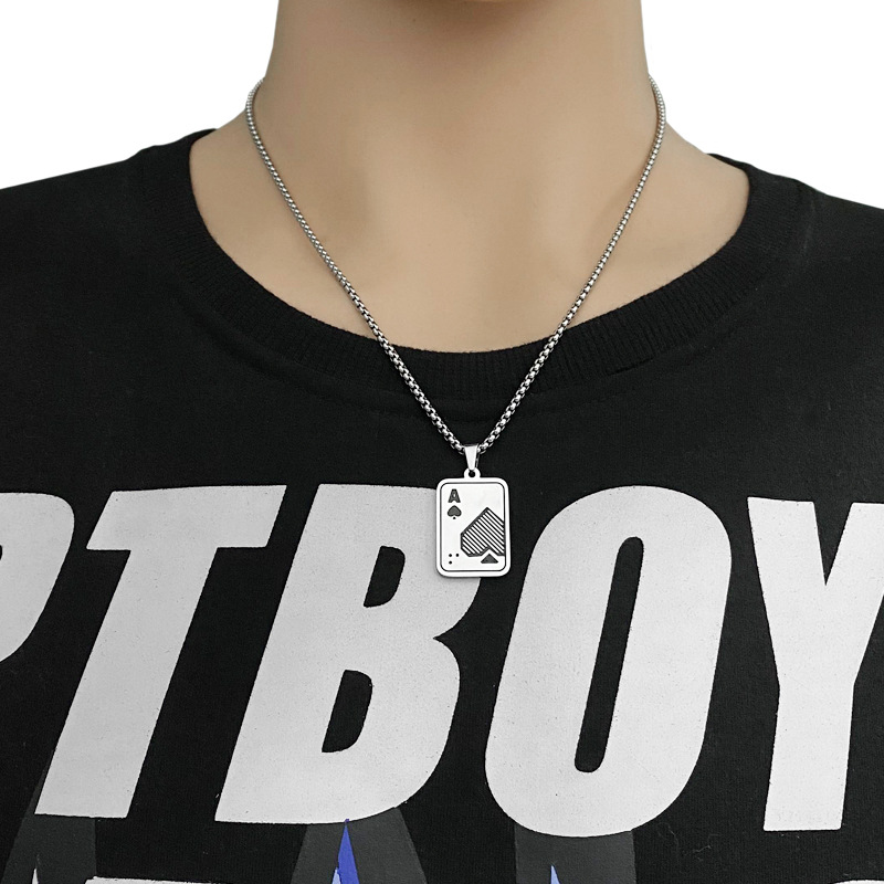 Playing Cards Of Spades Titanium Steel Necklace Fashion