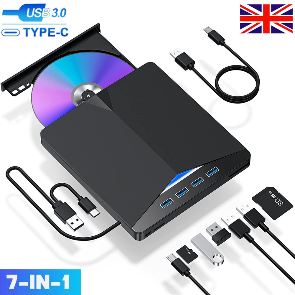 7 In1 External USB 3.0 DVD CD RW Writer Drive Burner Reader Player For Laptop PC — image 12