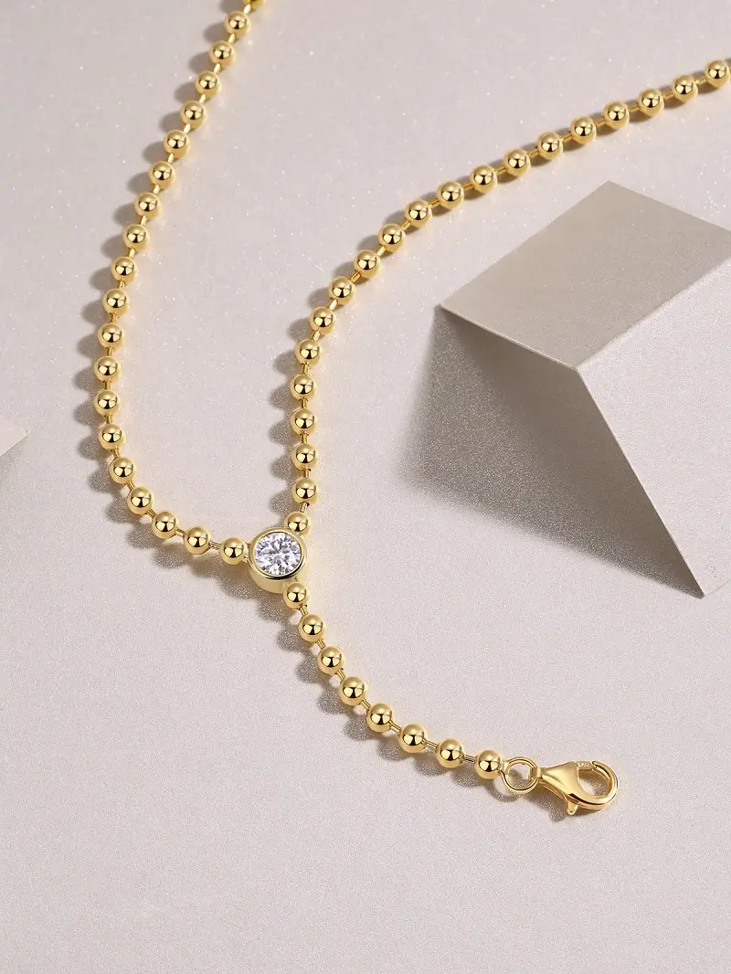 1Time Interlaced - A Trendy Diamond Jewelry Necklace Pendant Set With 0.5-carat Moissanite S925 Sterling Silver And Gold Plating Prohibit TikTok sales