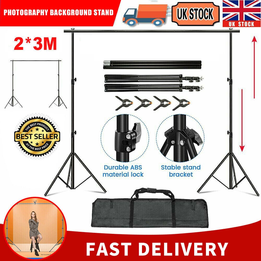 Adjustable Photography Background Support Stand Photo Backdrop Crossbar Kit 2X3m