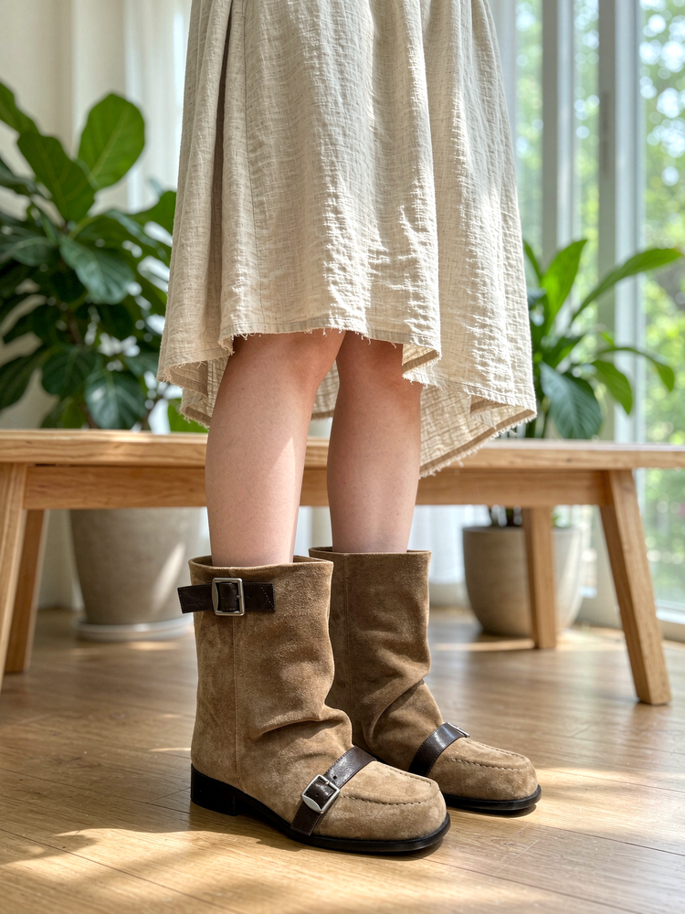 Suede Slouch Mid-Calf Boots, picture 3 of 4