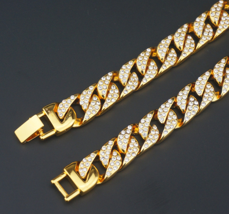 Full Diamond Cuban Chain Men's Bracelet Domineering Cool Trendy Bracelet — foto 5