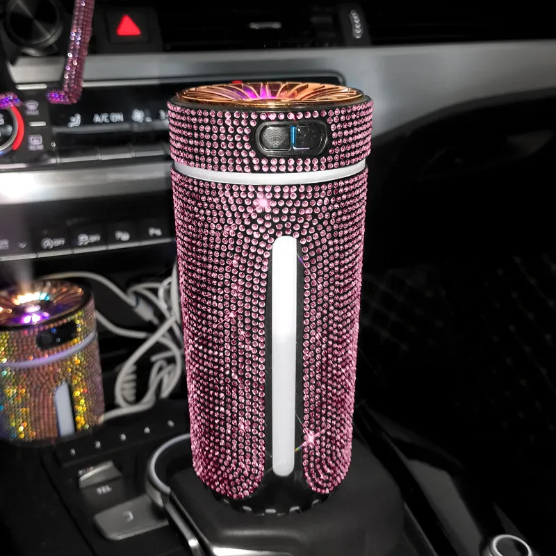 Luxury Diamond Car Humidifier LED Light Car Diffuser Auto Air Purifier Aromatherapy Diffuser Air Freshener Car Accessories For Woman – image 5