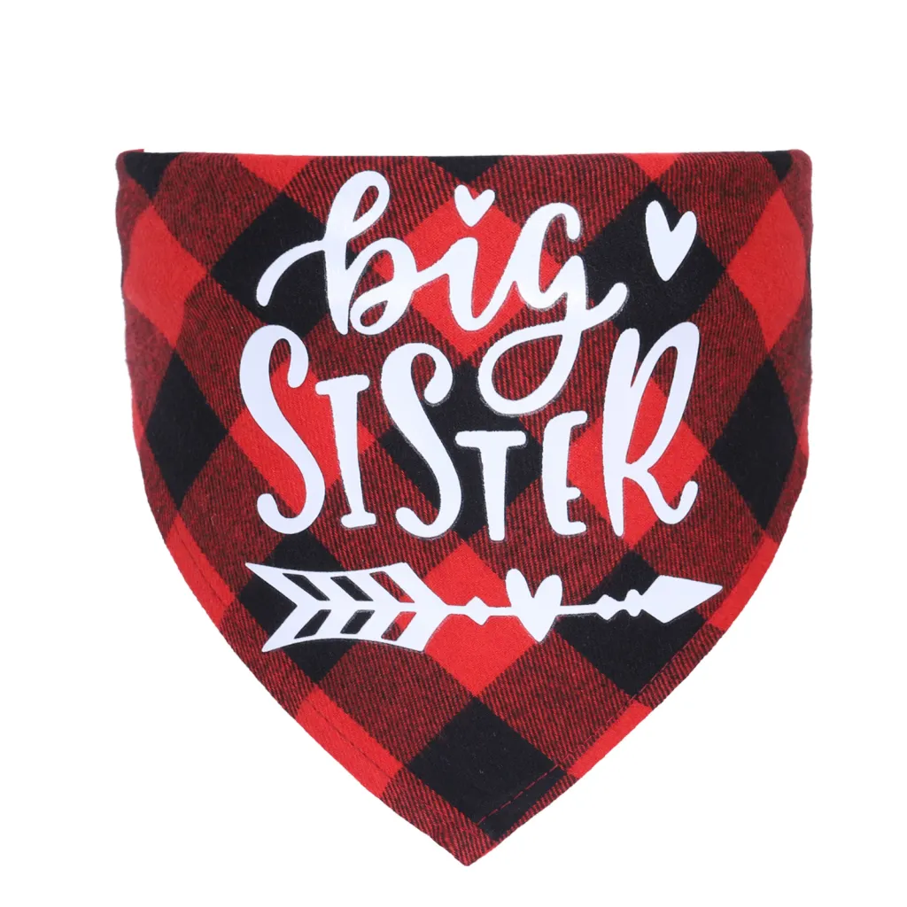 Cotton Plaid Single-layer Cat And Dog Ornaments - Red Grid Sister