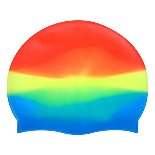 Silicone Swimming Cap Gradient Color Blocking Waterproof Printing M01 - Shop at LoveMi