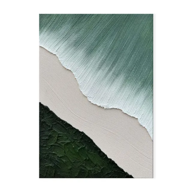 Handmade Oil Painting Acrylic Canvas Wall Art Decoration Green Minimalist White Waves Abstract For Home Living Room Bedroom Porch Decor Rolled Fram... Without Inner Frame - Shop at LoveMi