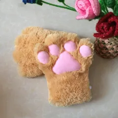 Japanese Cute Adorable Plush Cosplay Performance Props Net Red Cat Paw Gloves - Brown - View 1