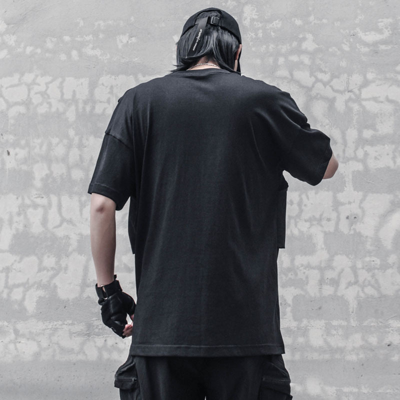 Dark Tactical Vest Fake Two-piece T-shirt Men's Short-sleeved Loose