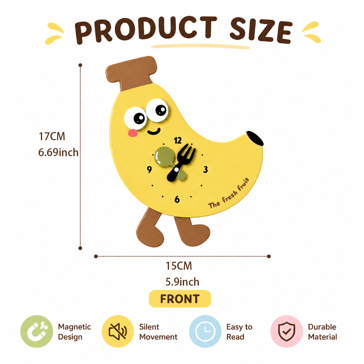 Lovely Fruit Cartoon Silent Kitchen Magnet Clock 8