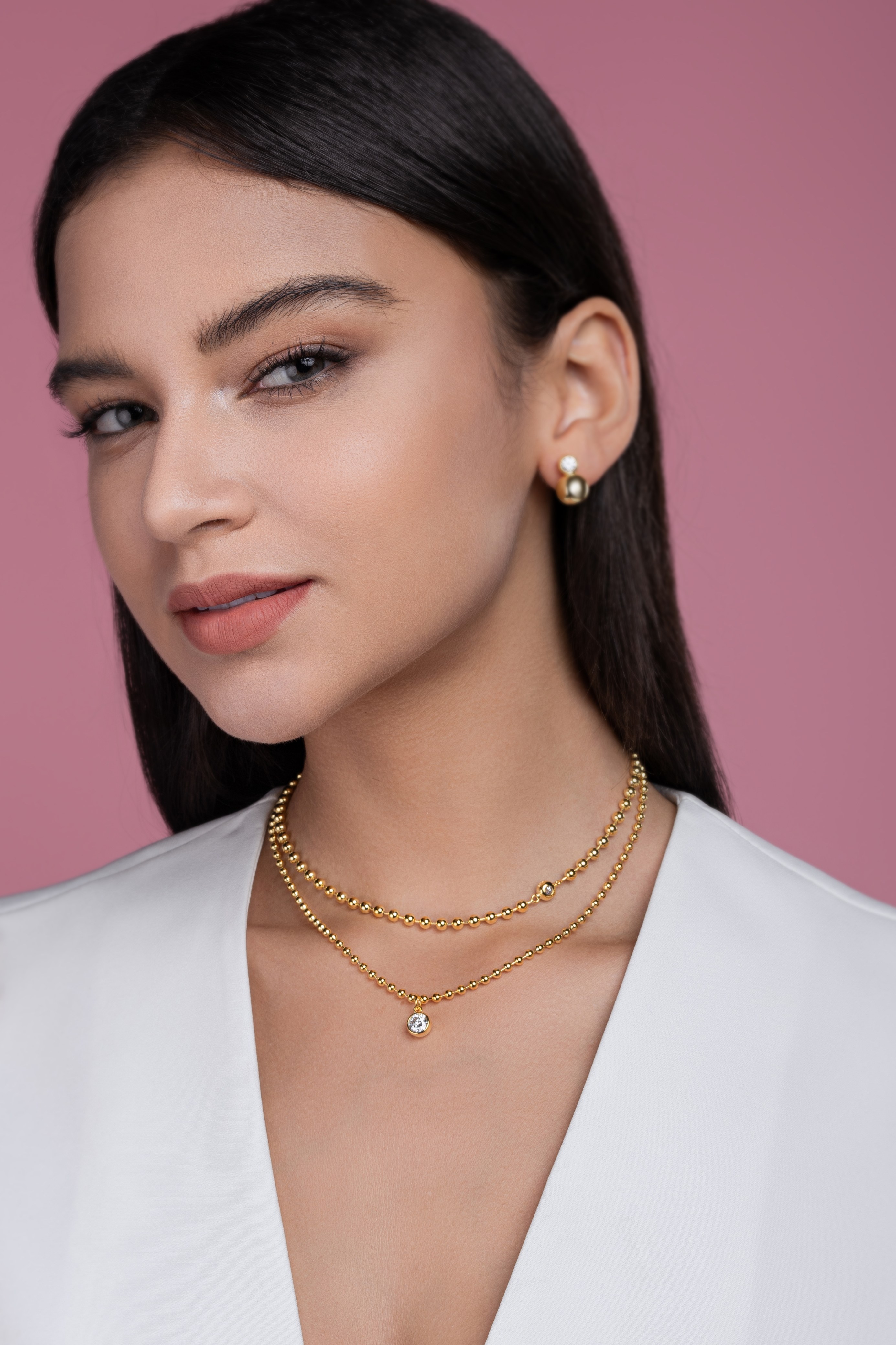 1-carat High-quality Morganite Gemstone-laden Luxurious And Fashionable Minimalist Trend Jewelry Silver Pendant Necklace With Collar Chain, S925 Silver Electroplated With Gold