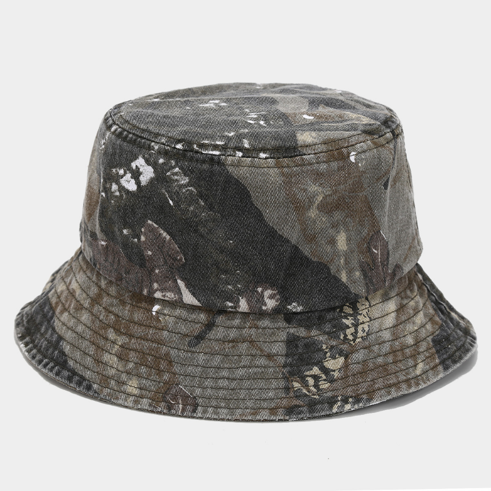 American-style Water-washed Distressed Camouflage Fisherman Hat, Retro Wide-brimmed Sun Hat, Outdoor Climbing, Fishing, Leisure Fisherman Hat