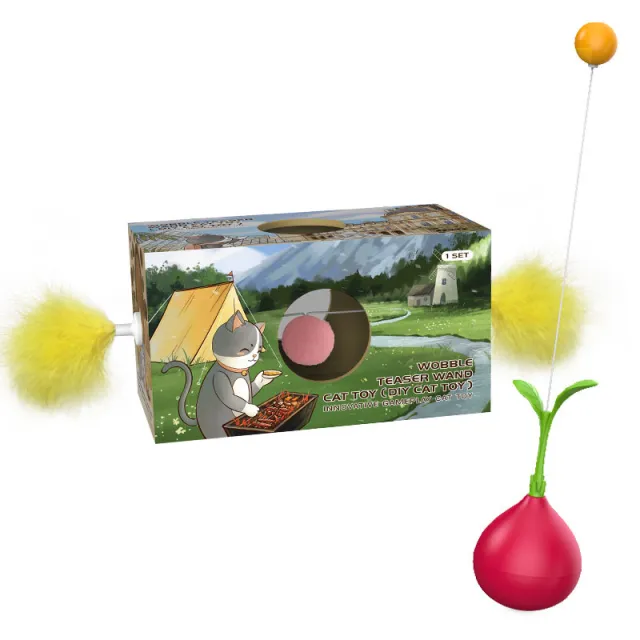 2 In 1 Cat Toy Interactive Cat Toy For Indoor Cats Self Righting Rocking Feather Cat Toy Multi Function Cat Ball Toy Cat Digging Hole Toy Suitable ... Red - Shop at LoveMi