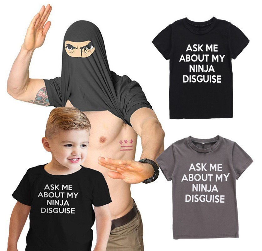 Cross-border Wish Father And Son Short-sleeved Letter Cartoon Tops Family Wear Parent-child T-shirt