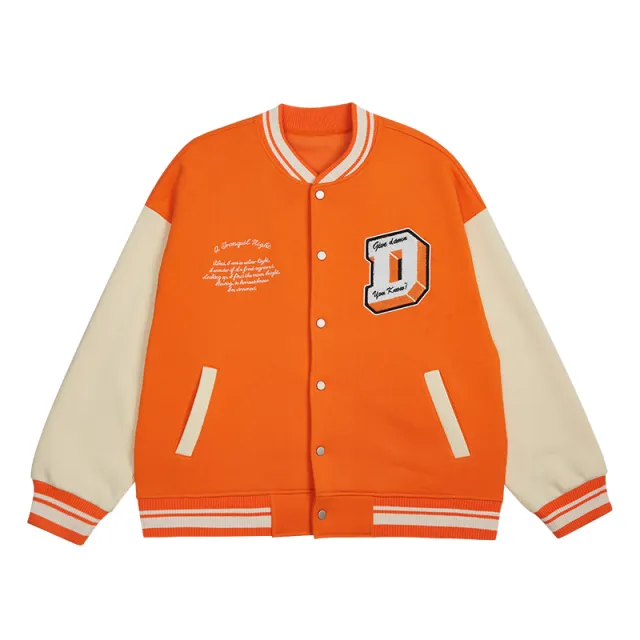 Men's And Women's Retro Letter Embroidered Baseball Jacket Red - Shop at LoveMi