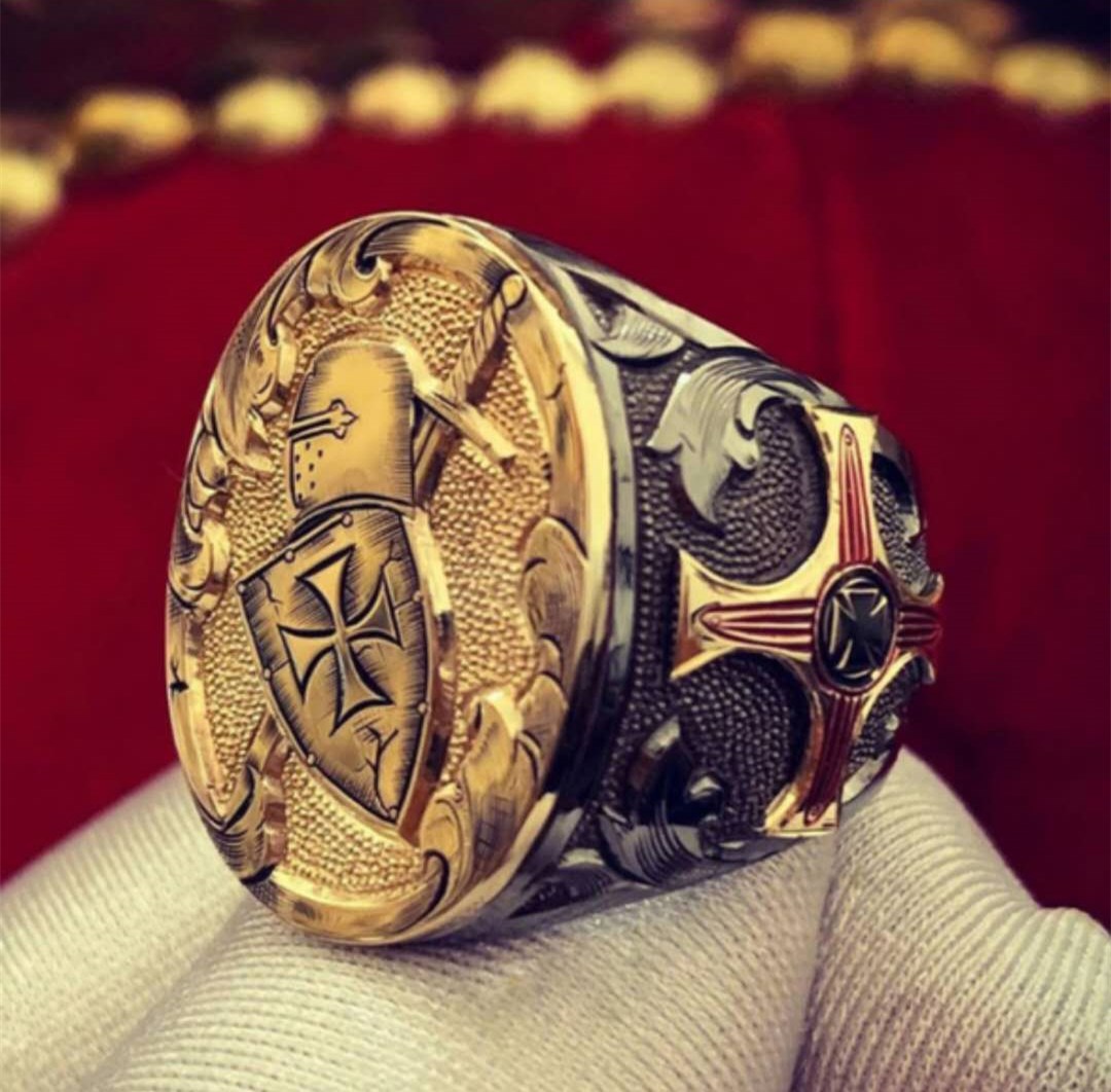 New Simple Painting Oil Tearing Samurai Shield Male Ring