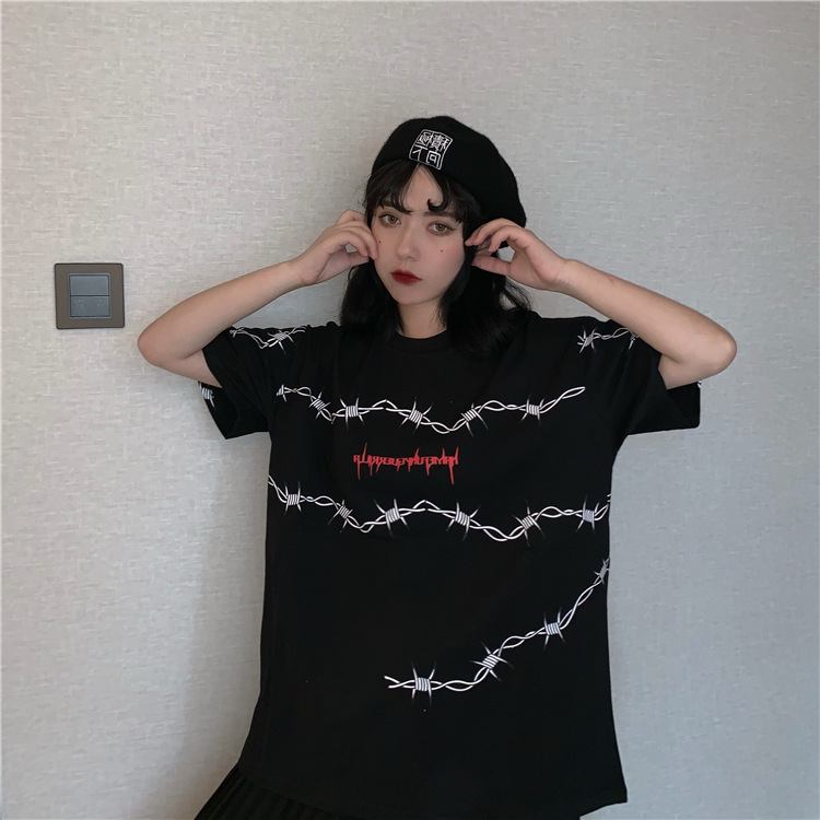 Title 4, Summer Oversize Thorns Printing T-shirt