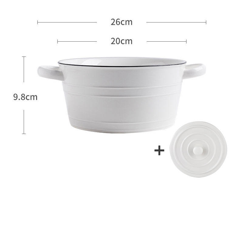 Title 5, Nordic Simple Binaural Ceramic Soup With Lid Sa...