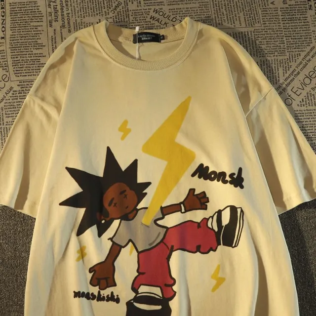 New Cartoon American Fashion Brand Thin T shirt Apricot - Shop at LoveMi