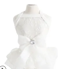 Summer Small Pet Wedding Dress Lace Skirt - White - View 1