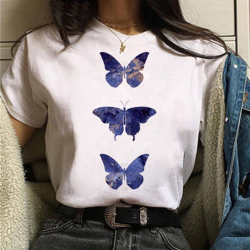 Title 11, Printed White Ladies Casual Loose Personality S...