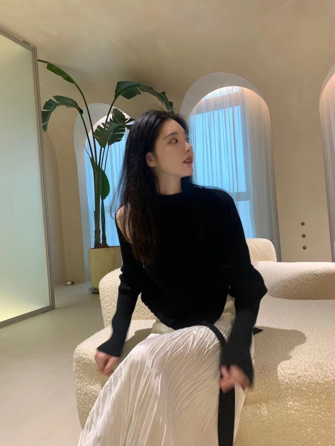 Sweater Lazy Style Off-shoulder Niche Long-sleeved Pure Desire Knit Top