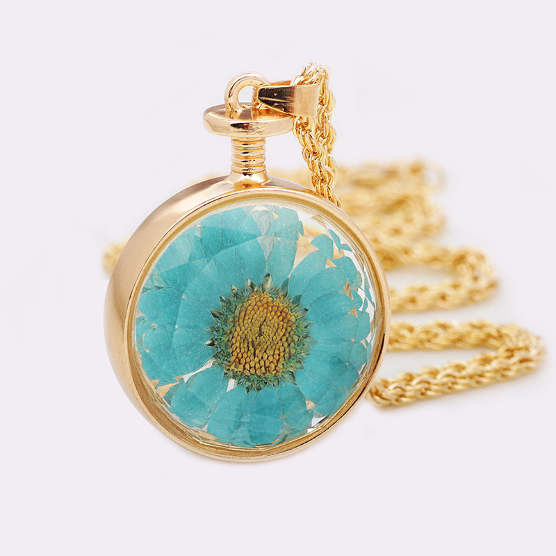 Title 5, Korean Natural Dried Flower Long Crystal Neckla...