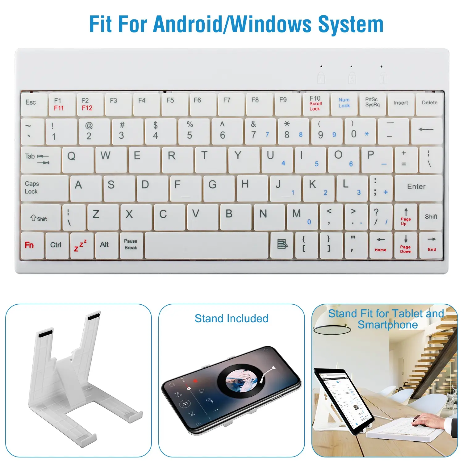 80 Keys Wired Keyboard Mini USB Connector