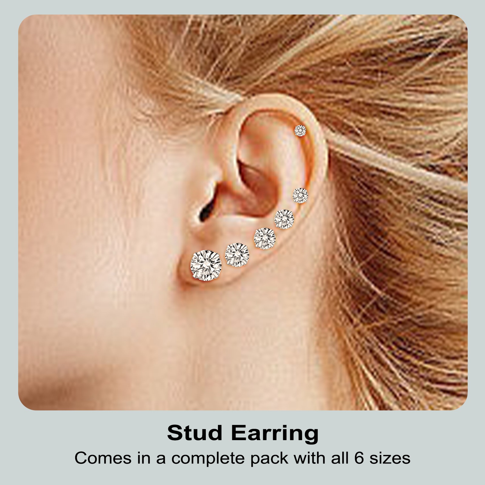 Huazi Diamond, Butterfly Buckle Titanium Steel Stud Earrings 6 Pairs