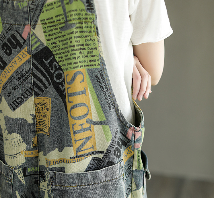 Title 8, New Womens Literary Retro Denim Overalls