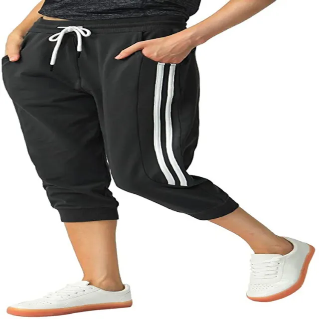Women's Sports Cropped Jogging Pants Suitable For Daily Gym Black - Shop at LoveMi